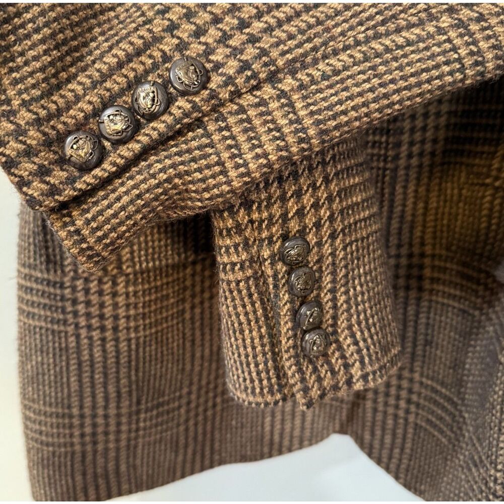 Lauren Ralph Lauren Houndstooth Blazer Jacket Wool Cashmere & Silk Blend Sz 4 - Picture 6 of 13